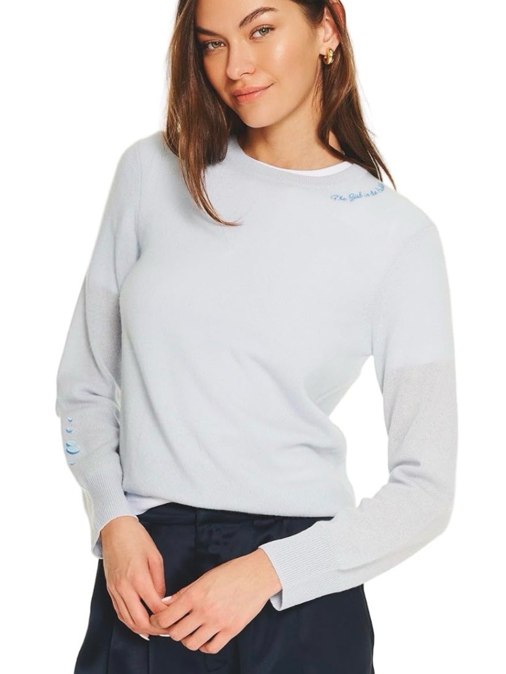 NAADAM Pale Blue Crewneck 100% Cashmere Sweater for Women - NWT